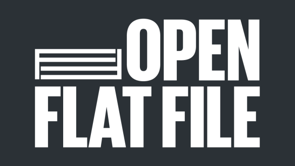 Black box that says Open Flat File in white