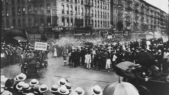 A 1924 parade by the Universal Negro Improvement Association on Lenox Avenue. Credit: Schomburg Center for Research in Black Culture, New York Public Library