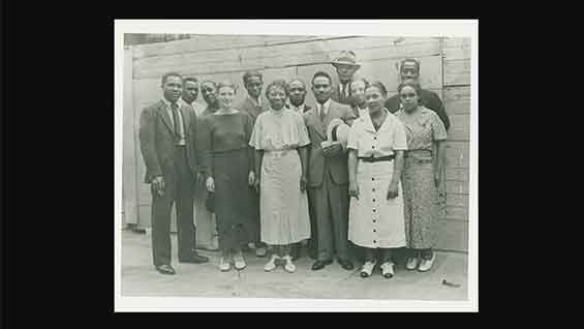 Harlem Community Art Center of the Works Progress Administration | Front row (left to right): Zell Ingram, Pemberton West, Augusta Savage, Robert Pious, Sarah West and Gwendolyn Bennett; back row (left to right): Elton Fax, Rex Goreleigh, Fred Perry, Will