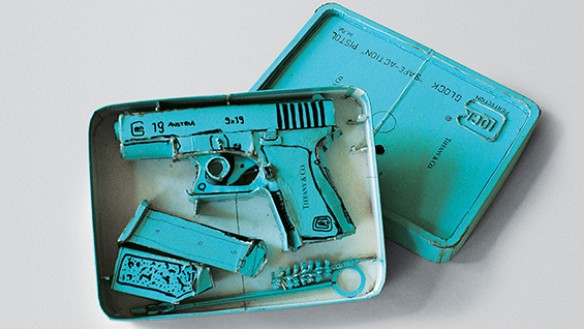 Tiffany Glock Model 19 (1995). Tom Sachs. Cardboard, ink, thermal adhesive. Courtesy of the artist