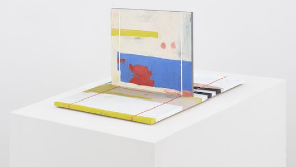 Harold Ancart, Untitled, 2018, Oil stick on plywood, pedestal.  17 1/4 x 24 x 36 inches (44 x 61 x 91.5 cm) 