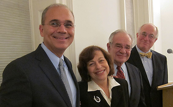 Pres. Bharucha with Ann and Paul Heller in 2011